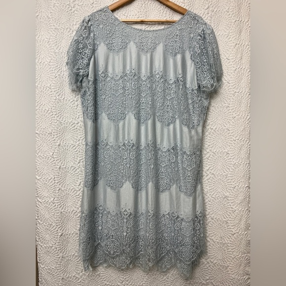 Sundance Northern Sky Shift Dress Size XXL Light Blue Layered Lace Wedding EUC - Picture 10 of 10